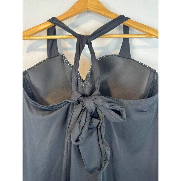 Lane Bryant Fitted Underwire Tankini Top 44D Black‎ White Polka Dots - Picture 3 of 5